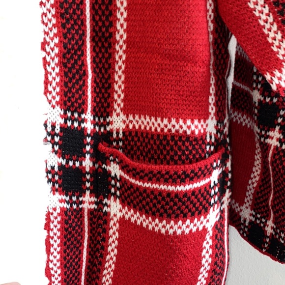 NWT KNIT FUR LINED RED PLAID COAT - Picture 10 of 10